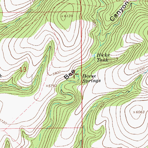 Topographic Map of Horse Springs, AZ