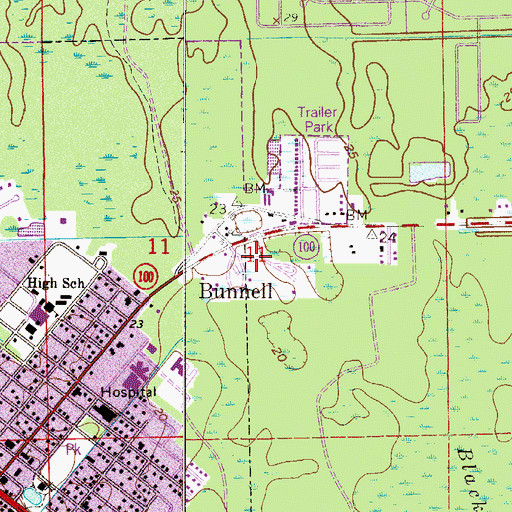 Topographic Map of Saint James Baptist Church, FL