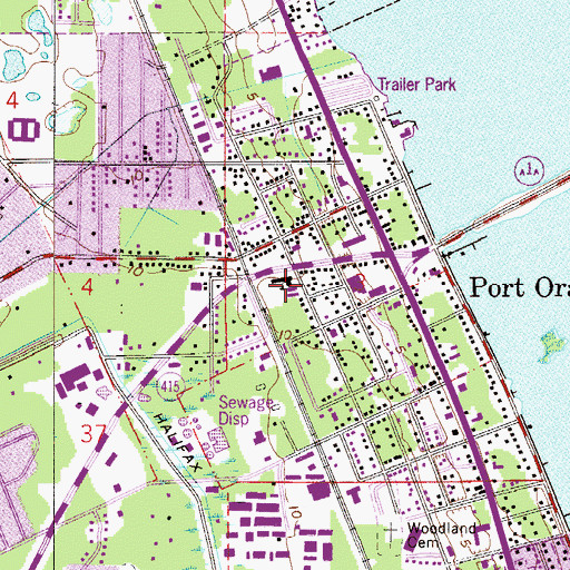 Topographic Map of First Baptist Church of Port Orange, FL