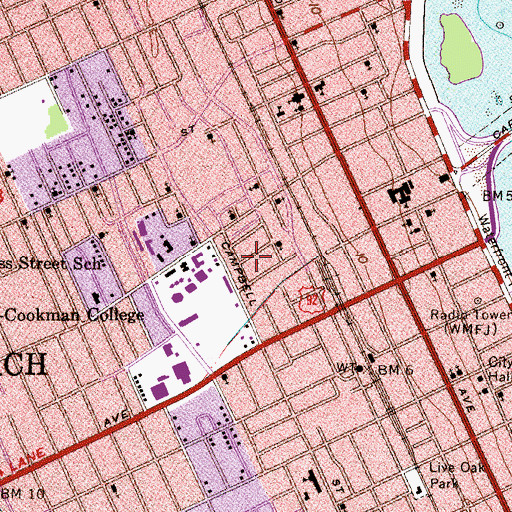 Topographic Map of Unity Church of Daytona Beach, FL