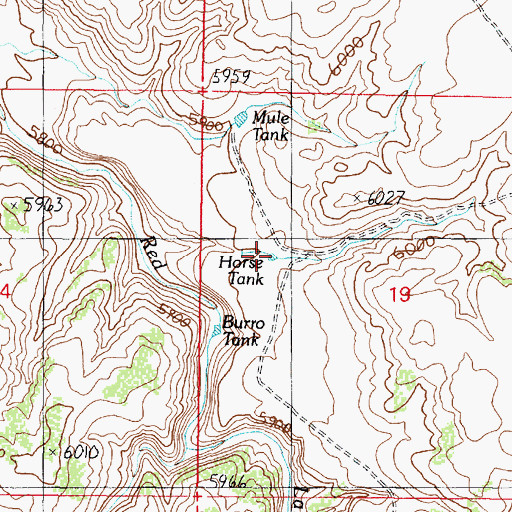 Topographic Map of Horse Tank, AZ