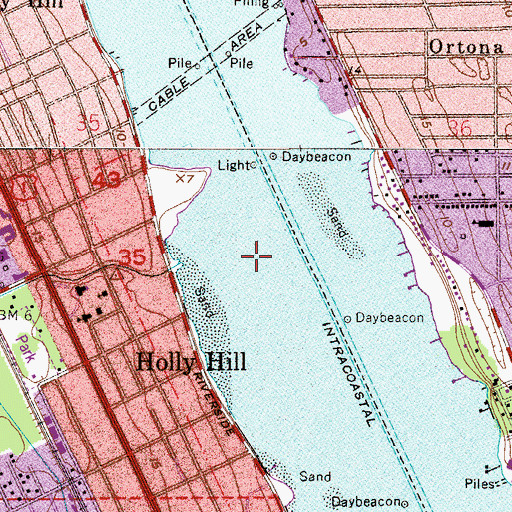 Topographic Map of Daytona Beach Church of Christ, FL