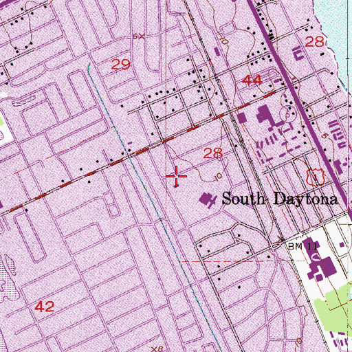 Topographic Map of South Daytona Christian Church, FL