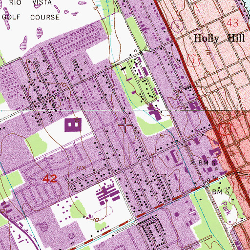 Topographic Map of First Baptist Church in Holly Hill, FL