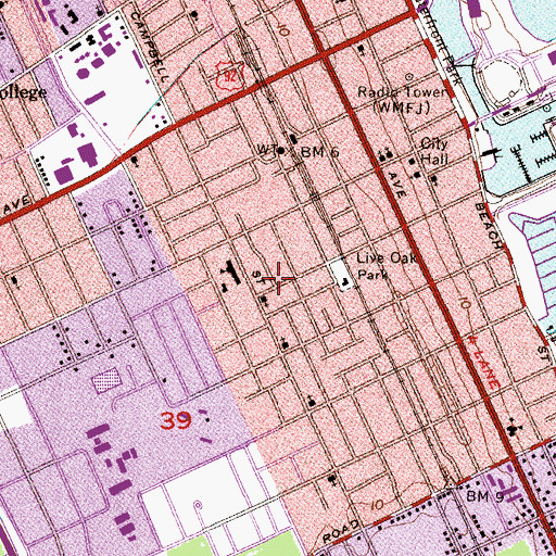 Topographic Map of Shiloh Baptist Church, FL