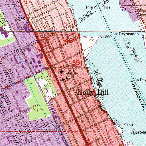 Topographic Map of Holly Heights Assembly of God Church, FL