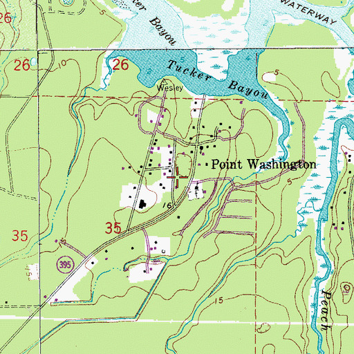 Topographic Map of Point Washington Methodist Church, FL