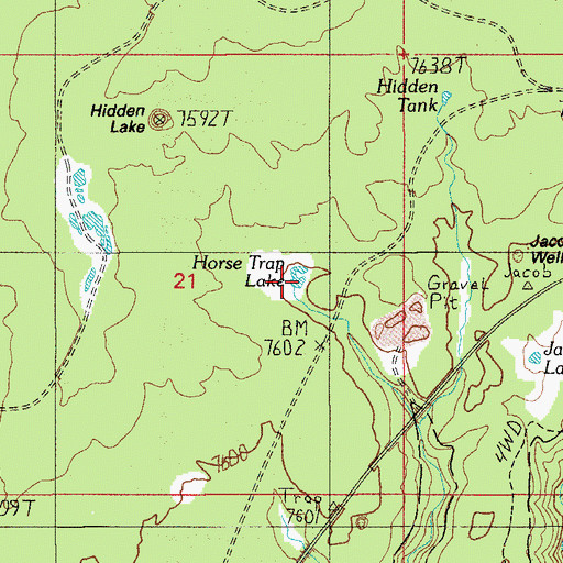 Topographic Map of Horse Trap Lake, AZ