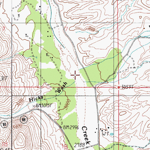 Topographic Map of Horseshoe Bend Wash, AZ