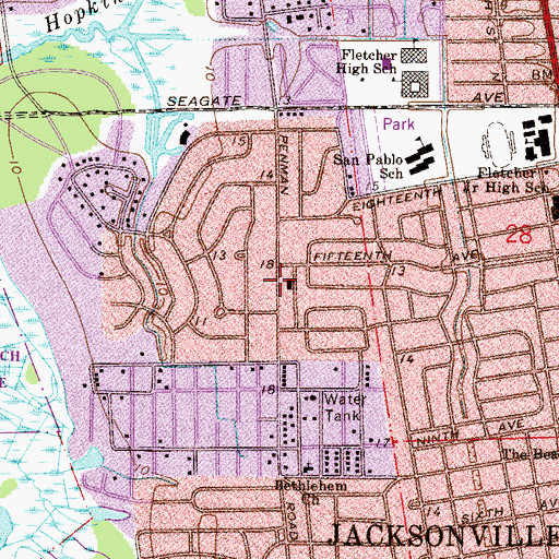 Topographic Map of Jehovahs Witnesses Church, FL