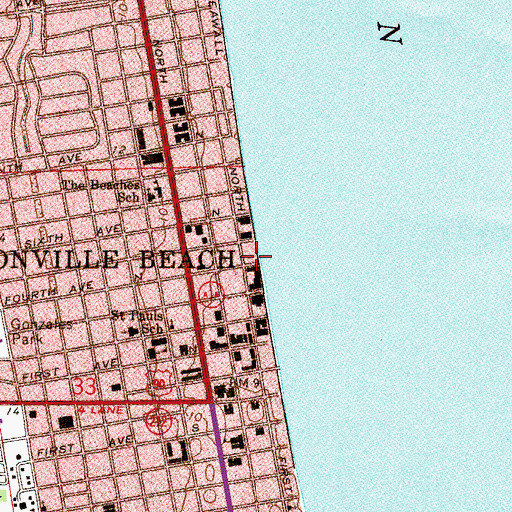 Topographic Map of Saint Pauls by the Sea Episcopal Church, FL