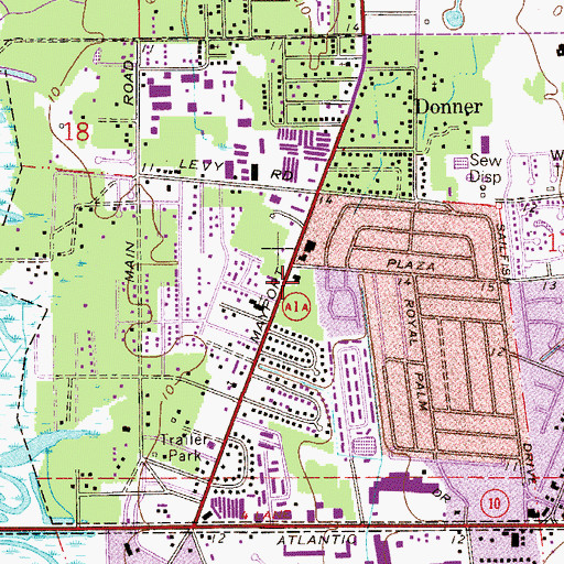 Topographic Map of Saint Johns Catholic Church, FL