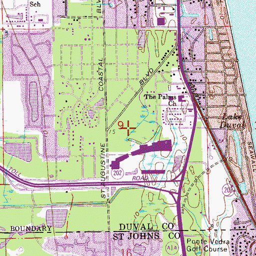 Topographic Map of First Christian Church of the Beaches, FL