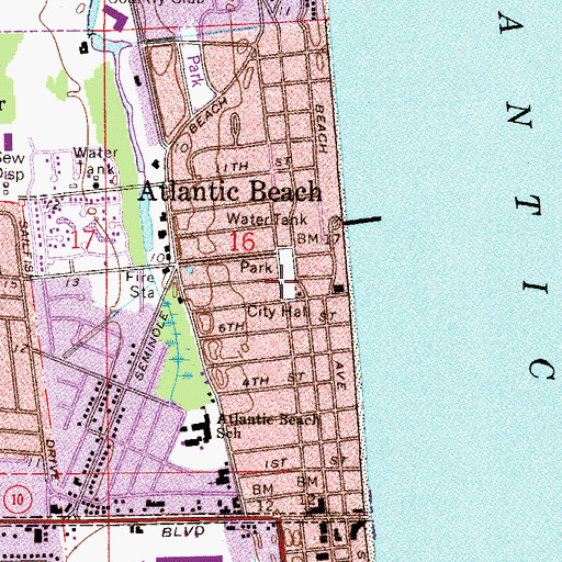 Topographic Map of Baptist Church of Atlantic Beach, FL