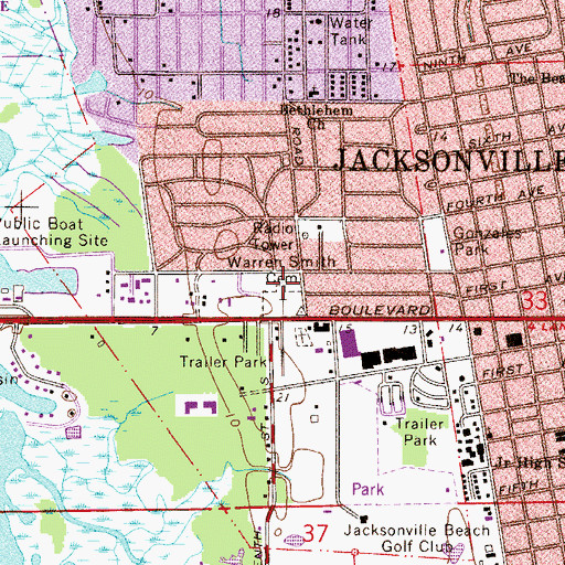 Topographic Map of Bahai Faith Church, FL