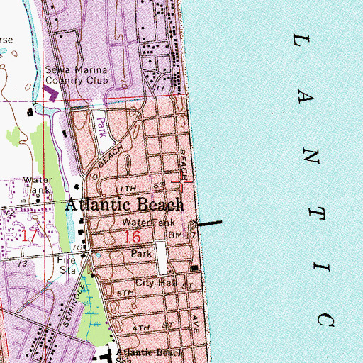 Topographic Map of Atlantic Beach Assembly of God Church, FL