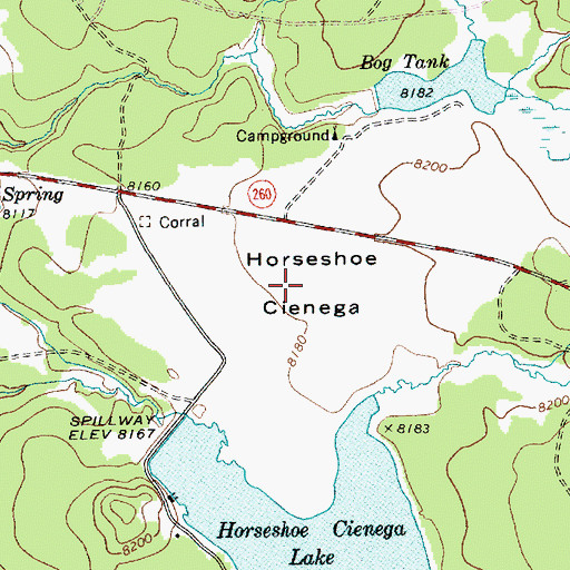 Topographic Map of Horseshoe Cienega, AZ
