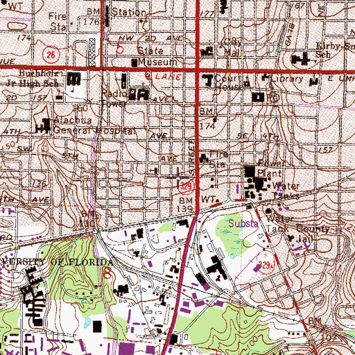 Topographic Map of Unity Church of Gainesville, FL