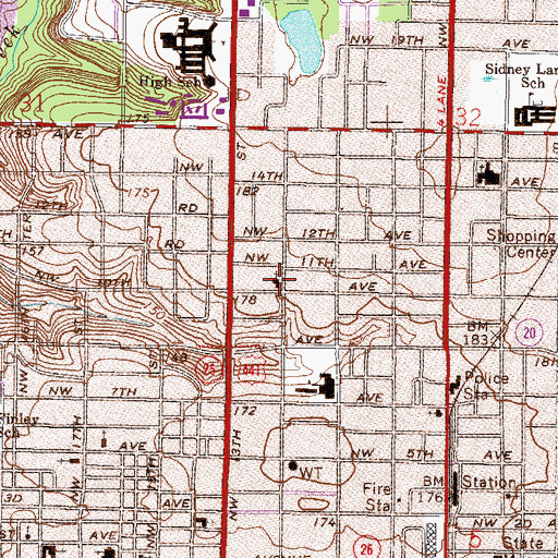Topographic Map of Gainesville Community Church, FL