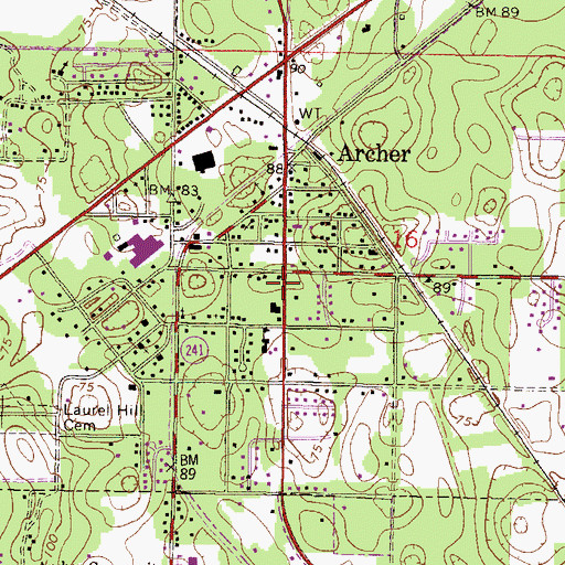 Topographic Map of Archer Church of the Nazarene, FL