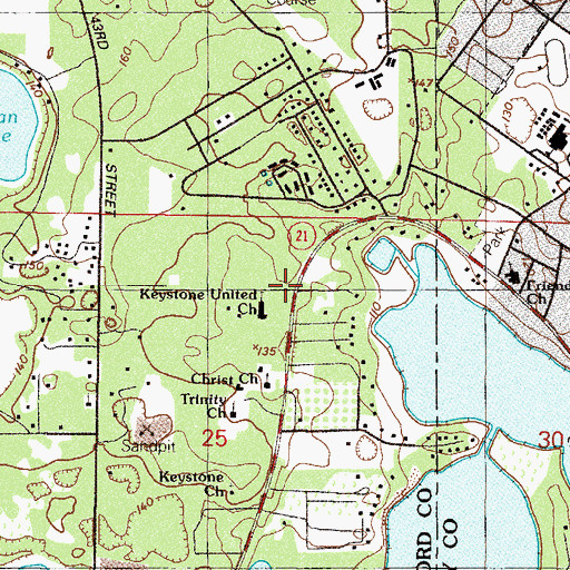 Topographic Map of Keystone United Methodist Church, FL