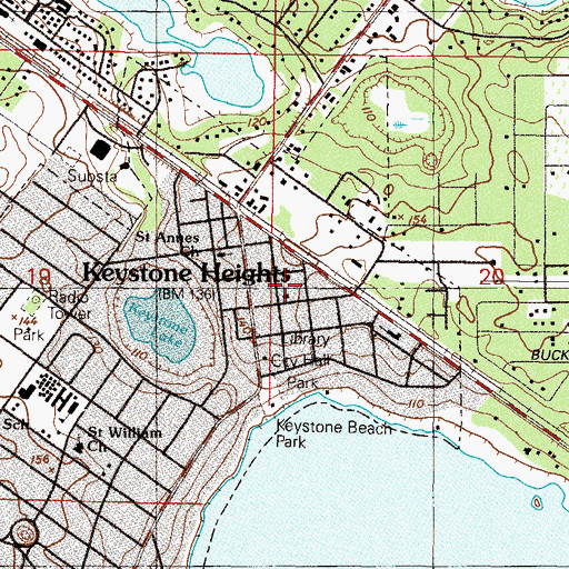 Topographic Map of Community Church of Keystone Heights, FL