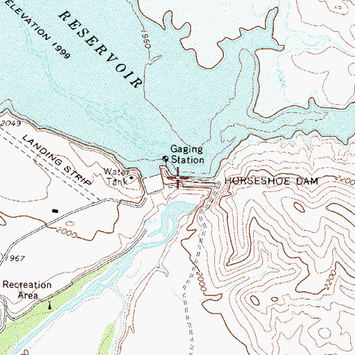 Topographic Map of Horseshoe Dam, AZ
