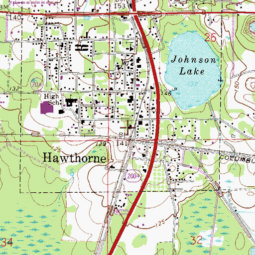 Topographic Map of Church of God Hawthorne, FL