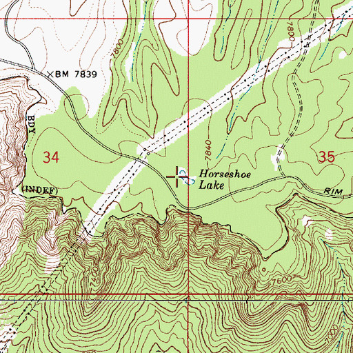 Topographic Map of Horseshoe Lake, AZ