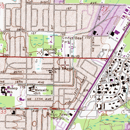 Topographic Map of Carol Estates Baptist Church, FL