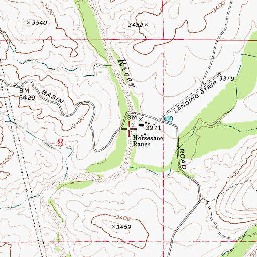 Topographic Map of Horseshoe Ranch, AZ