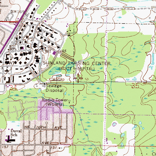 Topographic Map of Gainesville Baptist Church, FL