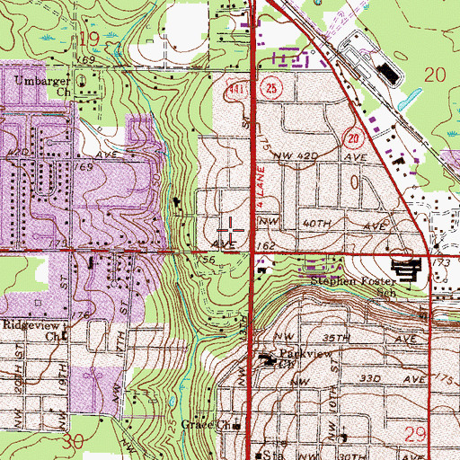 Topographic Map of Calvary Baptist Church, FL