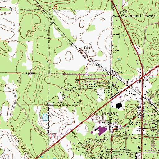 Topographic Map of Cross Creek Baptist Church, FL