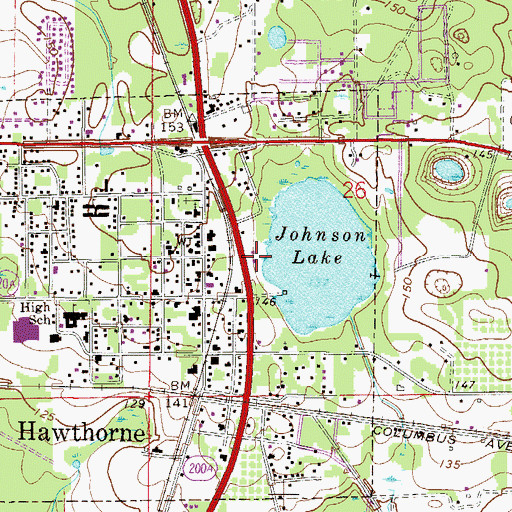 Topographic Map of Ochwilla Baptist Church, FL