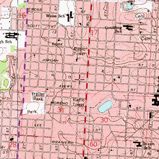 Topographic Map of Jordan Street Assembly of God Church, FL