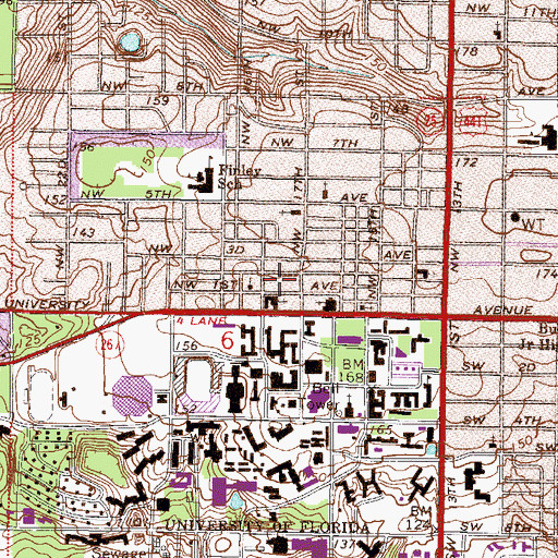 Topographic Map of First Baptist Church, FL