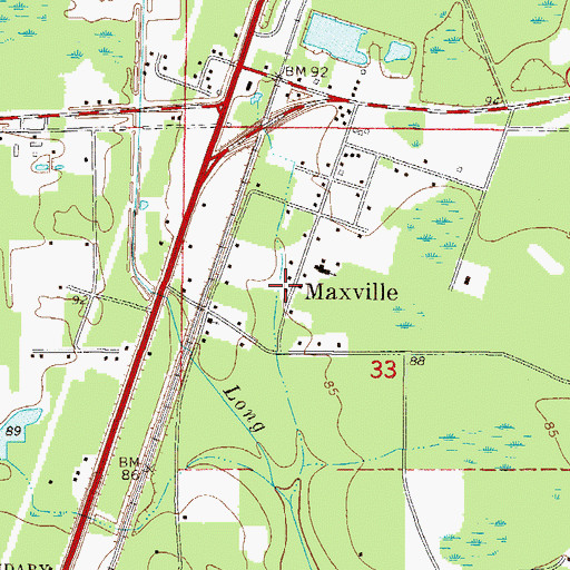 Topographic Map of Maxville Assembly of God Church, FL