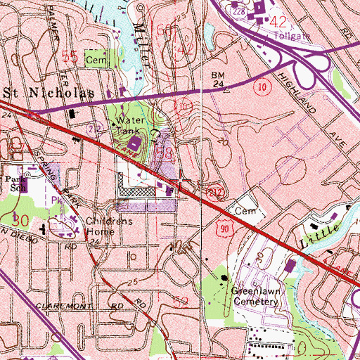 Topographic Map of Ephphatha Deaf Assembly of God Church, FL