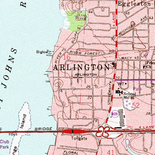 Topographic Map of Arlington Assembly of God Church, FL