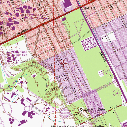 Topographic Map of Spruce Creek Baptist Church, FL