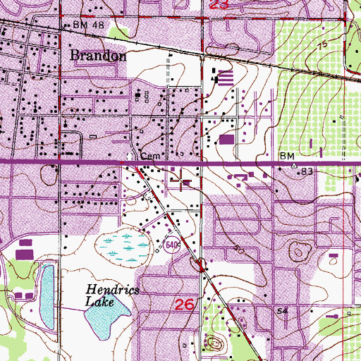 Topographic Map of Brandon Heights Baptist Church, FL