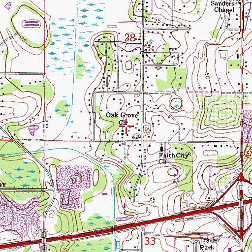 Topographic Map of Oak Grove Church of God, FL