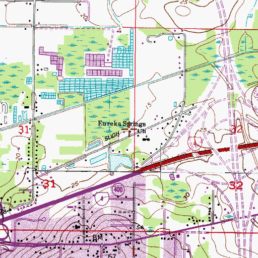 Topographic Map of Eureka Springs First Baptist Church, FL