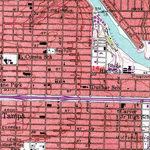 Topographic Map of New Orleans Baptist Church, FL