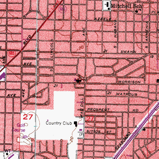 Topographic Map of Saint Lawrence Catholic Church, FL