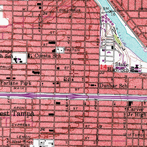 Topographic Map of Central Christian Church, FL