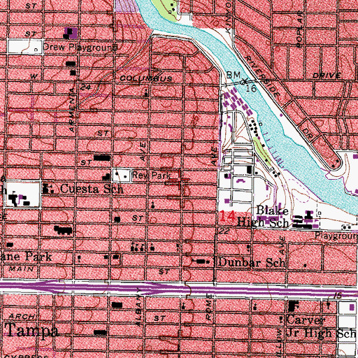 Topographic Map of Northwest Tampa Church of Christ, FL