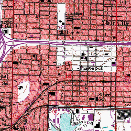 Topographic Map of Florida Tampa Mission, FL