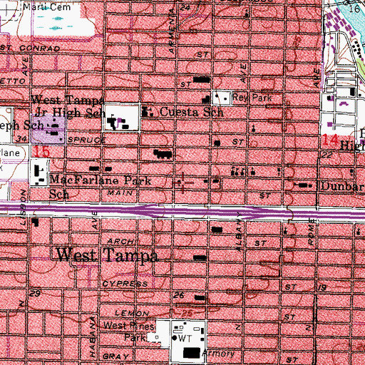 Topographic Map of Central Bible Chapel, FL